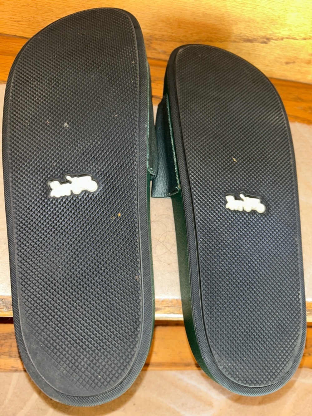Coach and Keith Haring collaboration Dark Green  Slide Sandals with White Print - Picture 3 of 5